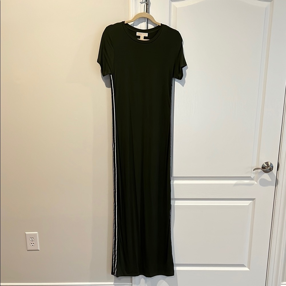 Michael Kors Hunter green athletic inspired maxi dress